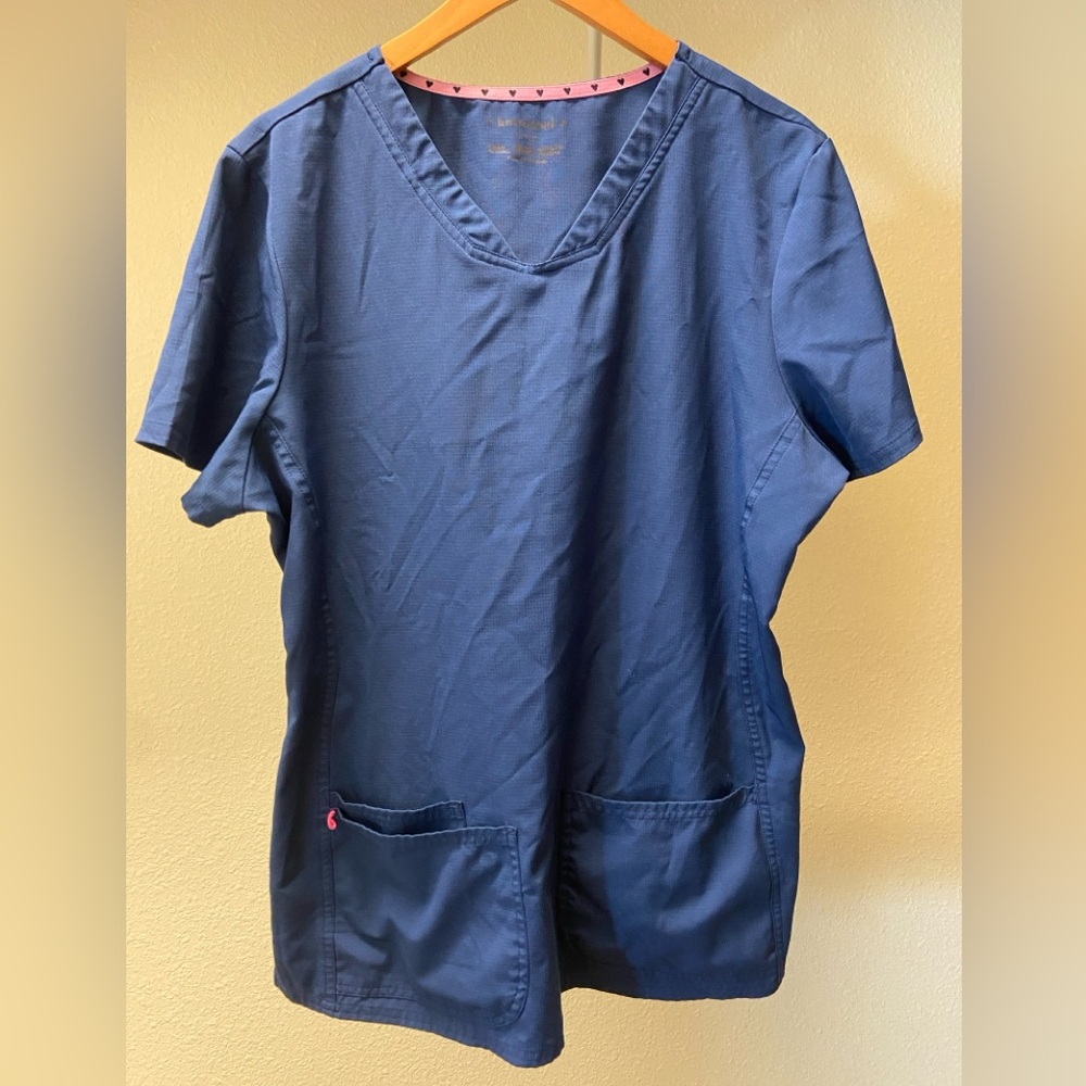 Large Navy HeartSoul Scrubs Top